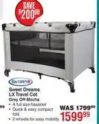 Dis-Chem Bambino Sweet Dreams LX Travel Cot Grey Or Mocha offer