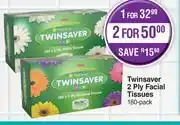 Dis-Chem Twinsaver 2 Ply Facial Tissues 180 Pack-For 1 offer