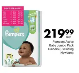 Save Pampers Active Baby Jumbo Pack Diapers offer