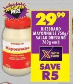 Shoprite Ritebrand mayonnaise/ salad dressing offer
