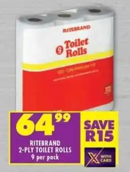 Shoprite Ritebrand 2-ply toilet rolls offer
