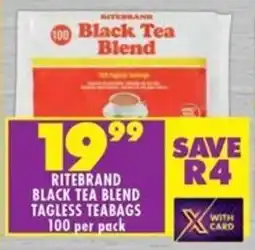 Shoprite Ritebrand black tea blend tagless teabags offer