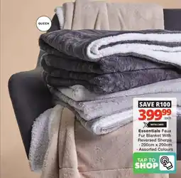 Checkers Essentials Faux Fur Blanket With Reversed Sherpa offer