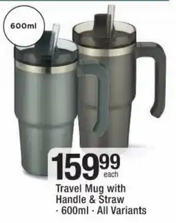 Checkers Travel Mug with Handle & Straw offer