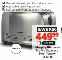 Checkers Morphy Richards Motive Stainless Steel Toaster offer