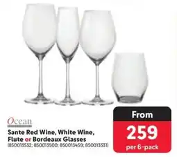 Makro Ocean Sante Red Wine, White Wine, Flute or Bordeaux Glasses offer