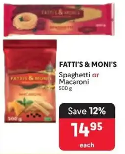 Makro FATTI'S & MONI'S Spaghetti or Macaroni offer