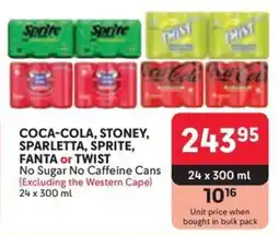 Makro COCA-COLA, STONEY, SPARLETTA, SPRITE, FANTA or TWIST No Sugar No Caffeine Cans offer
