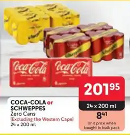 Makro COCA-COLA or SCHWEPPES Zero Cans offer