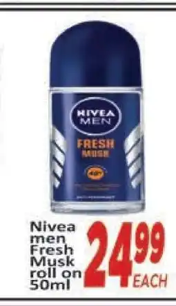 Supa Store Nivea men Fresh Musk roll on 50ml offer