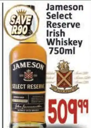 Supa Store Jameson Select Reserve Irish Whiskey 750ml offer