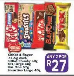 Supa Store KitKat, Smarties, Tex, Bar One offer