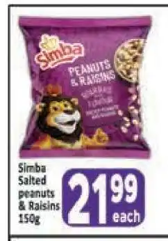 Supa Store Simba Salted Peanuts & Raisins 150g offer