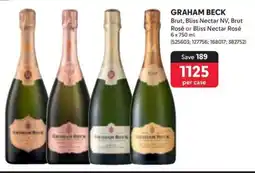 Makro GRAHAM BECK Brut, Bliss Nectar NV, Brut Rosé or Bliss Nectar Rosé offer