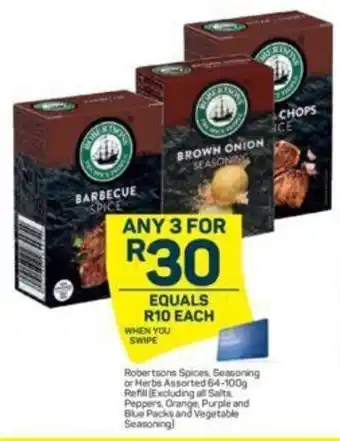 Pick n Pay Robertsons Spices, Seasoning or Herbs Asstd 64-100g Refill offer