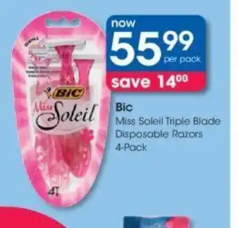 Clicks Bic Miss Soleil Triple Blade Disposable Razors 4-Pack offer
