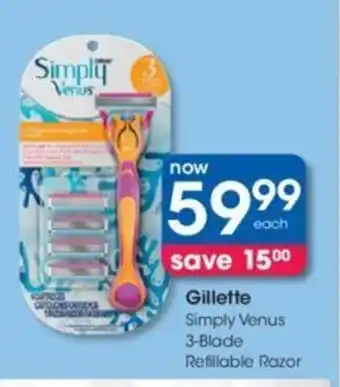 Gillette Simply Venus 3-Blade Refillable Razor
