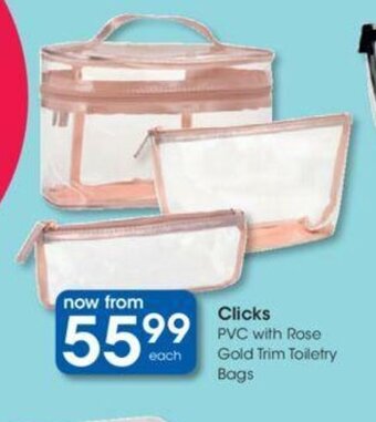 Clicks Clicks PVC with Rose Gold Trim Toiletry Bags offer