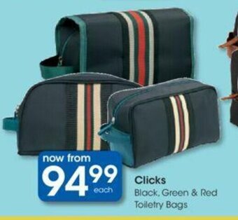 Clicks Clicks Black, Green & Red Toiletry Bags offer