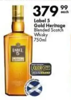 Liquor City Label 5 Gold Heritage Blended Scotch Whisky offer