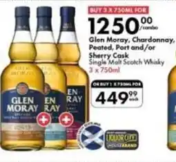 Liquor City Glen Moray, Chardonnay, Peated, Port and/or Sherry Cask Single Malt Scotch Whisky offer
