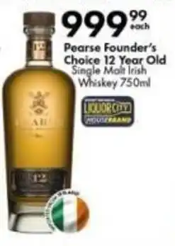 Liquor City Pearse Founder's Choice 12 Year Old Single Malt Irish Whiskey offer