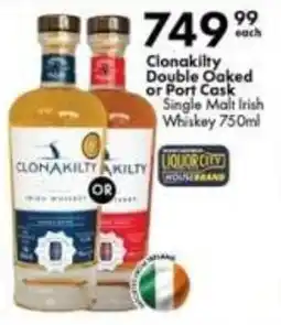 Liquor City Clonakilty Double Oaked or Port Cask Single Malt Irish Whiskey offer
