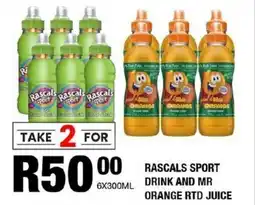 Take 'n Pay Rascals sport drink and Mr Orange rtd juice offer