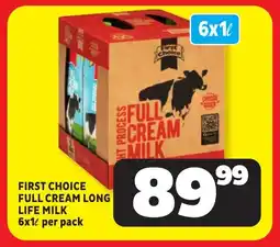 Usave First choice full cream long life milk offer