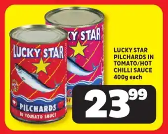 Usave Lucky star pilchards in tomato/hot chilli sauce offer