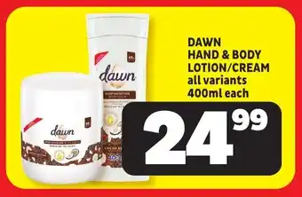 Usave Dawn hand & body lotion/cream offer