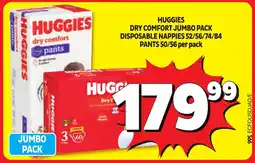 Usave Huggies dry comfort jumbo pack disposable nappies offer