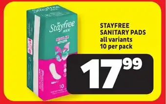 Usave Stayfree sanitary pads offer