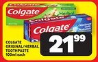 Usave Colgate original/herbal toothpaste offer
