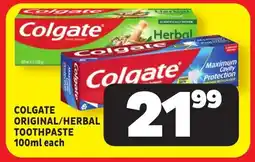 Usave Colgate original/herbal toothpaste offer