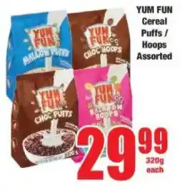 Boxer YUM FUN Cereal Puffs/ Hoops Assorted offer