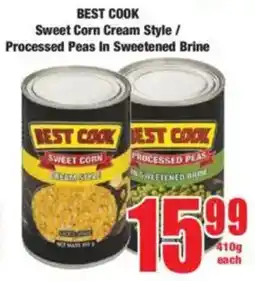 Boxer BEST COOK Sweet Corn Cream Style/ Processed Peas In Sweetened Brine offer