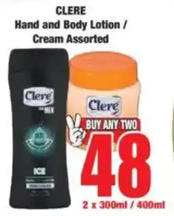 Boxer CLERE Hand and Body Lotion/ Cream Assorted offer