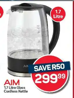 Pick n Pay Hypermarket AIM 1.7 Litre Glass Cordless Kettle offer