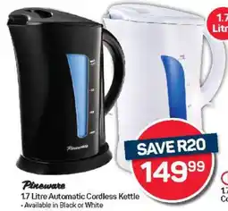 Pick n Pay Hypermarket Pineware 1.7 Litre Automatic Cordless Kettle offer