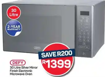 Pick n Pay Hypermarket DEFY 30 Litre Silver Mirror Finish Electronic Microwave Oven offer