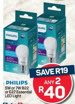 Pick n Pay Hypermarket PHILIPS 5W or 7W B22 or E27 Essential LED Light offer