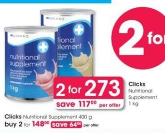 Clicks Clicks Nutritional Supplement 1kg offer