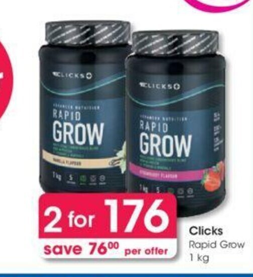 Clicks Rapid Grow 1kg offer at Clicks