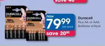 Duracell Plus AA or AAA Batteries 6-Pack