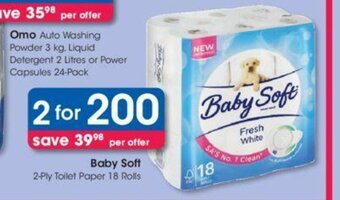 Clicks Baby Soft 2-Ply Toilet Paper 18 Rolls offer