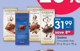 Godiva Chocolate Slab 83g 86g or 90g