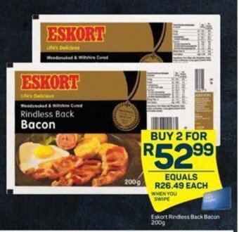 Pick n Pay Eskort Rindless Back Bacon 200g offer