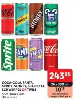 Makro COCA-COLA, FANTA, SPRITE, STONEY, SPARLETTA, SCHWEPPES OR TWIST Soft Drink Cans offer
