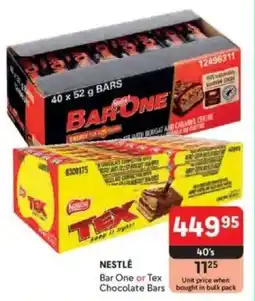 Makro NESTLÉ Bar One or Tex Chocolate Bars offer